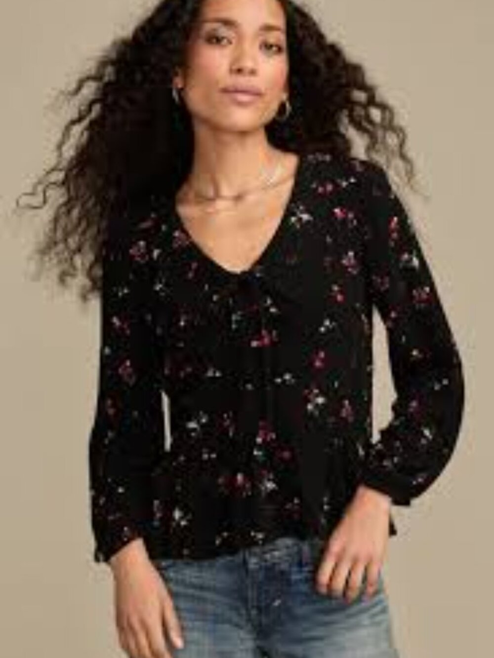 Lucky Brand NWT V Neck Peter Pan Blouse Size XXL